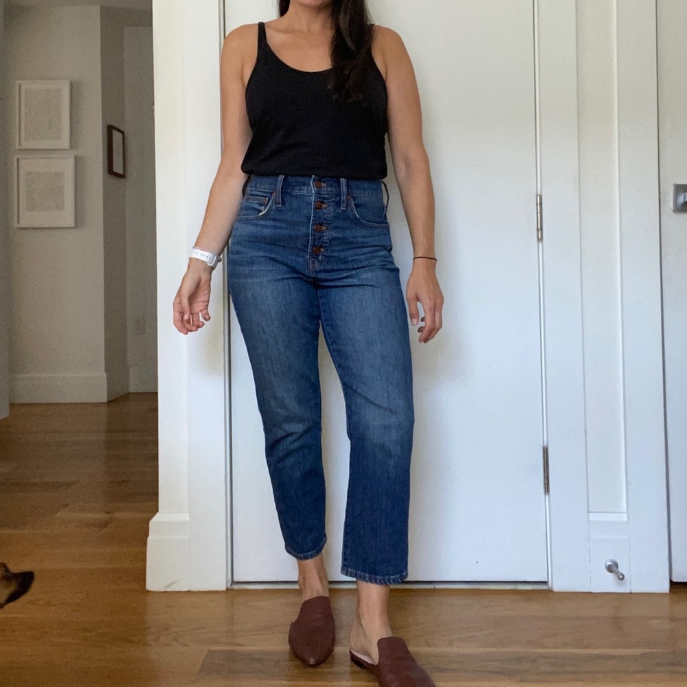 Madewell Petite Perfect Vintage Crop Jean in Barnsdale Wash Button-Front 27